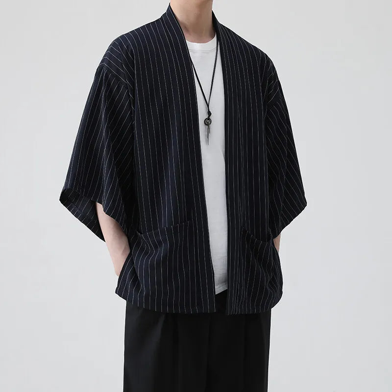 "PINSTRIPE KIMONO" Japanese Streetwear Anime Jacket