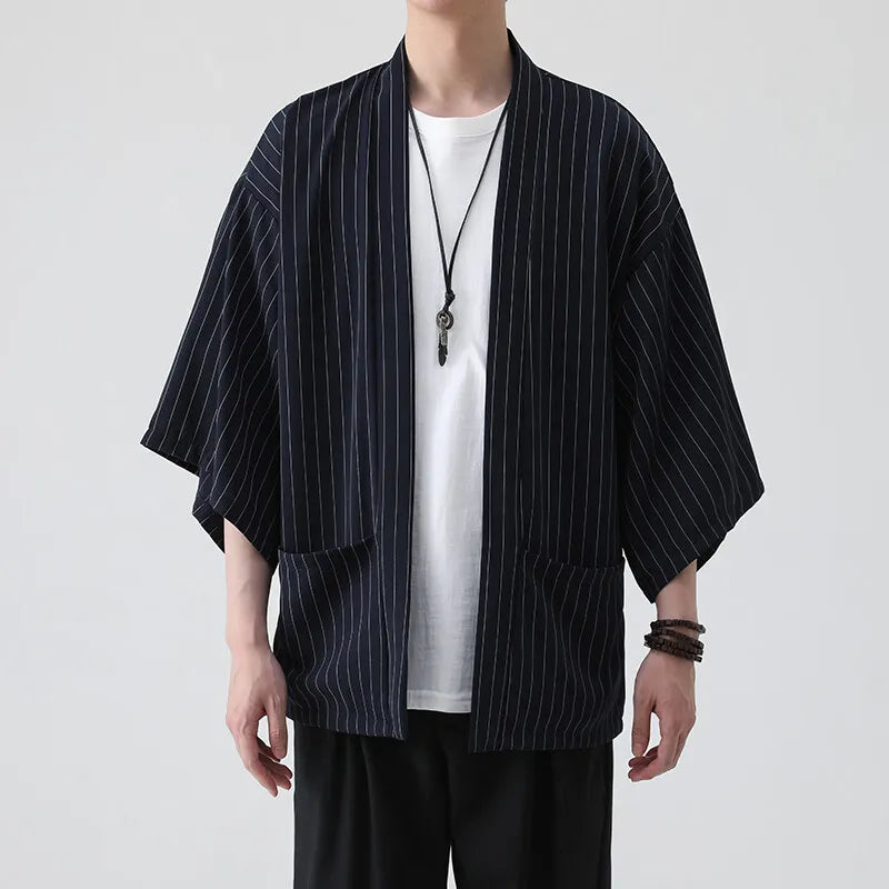 "PINSTRIPE KIMONO" Japanese Streetwear Anime Jacket