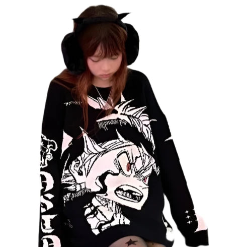Anime - Streetwear - "ANTI-MAGIC" - Asta Staria - Black Clover Anime Sweater - Alpha Weebs