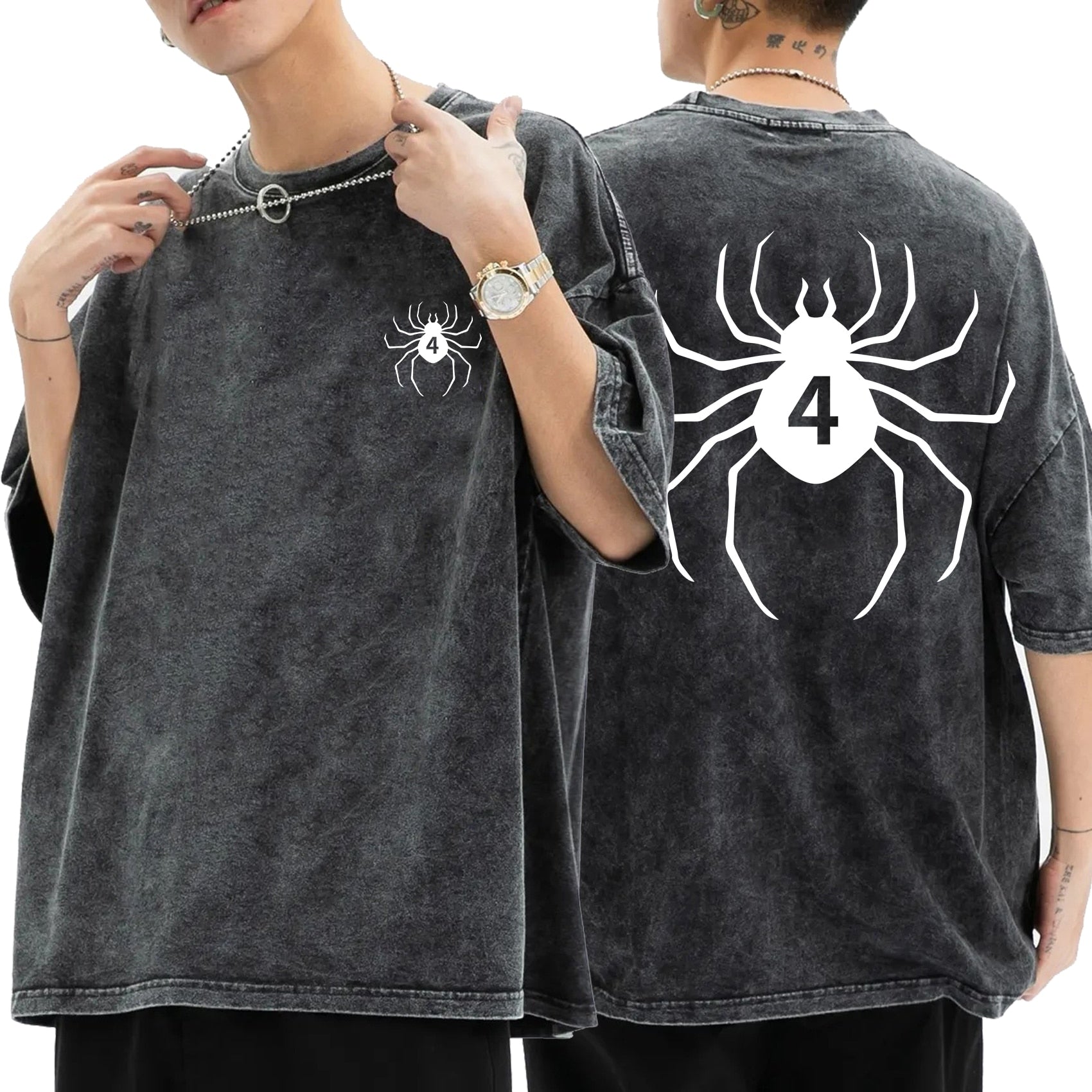 Anime - Streetwear - "CHROLLO LUCILFER" - Vintage / Acid Washed Hunter X Hunter Anime Oversized T-Shirts - Alpha Weebs