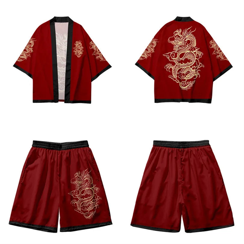 Anime - Streetwear - "ONI HAORI SET" - Kimono-Style - Japanese Streetwear Anime - Alpha Weebs
