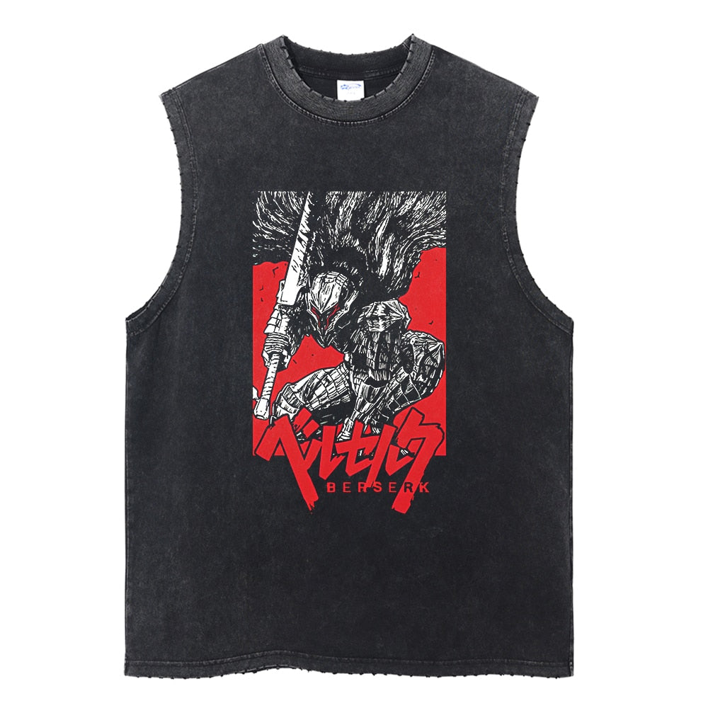 "DRAGON SLAYER'S" - Guts - Berserk Anime Vintage / Acid Washed Tank Top