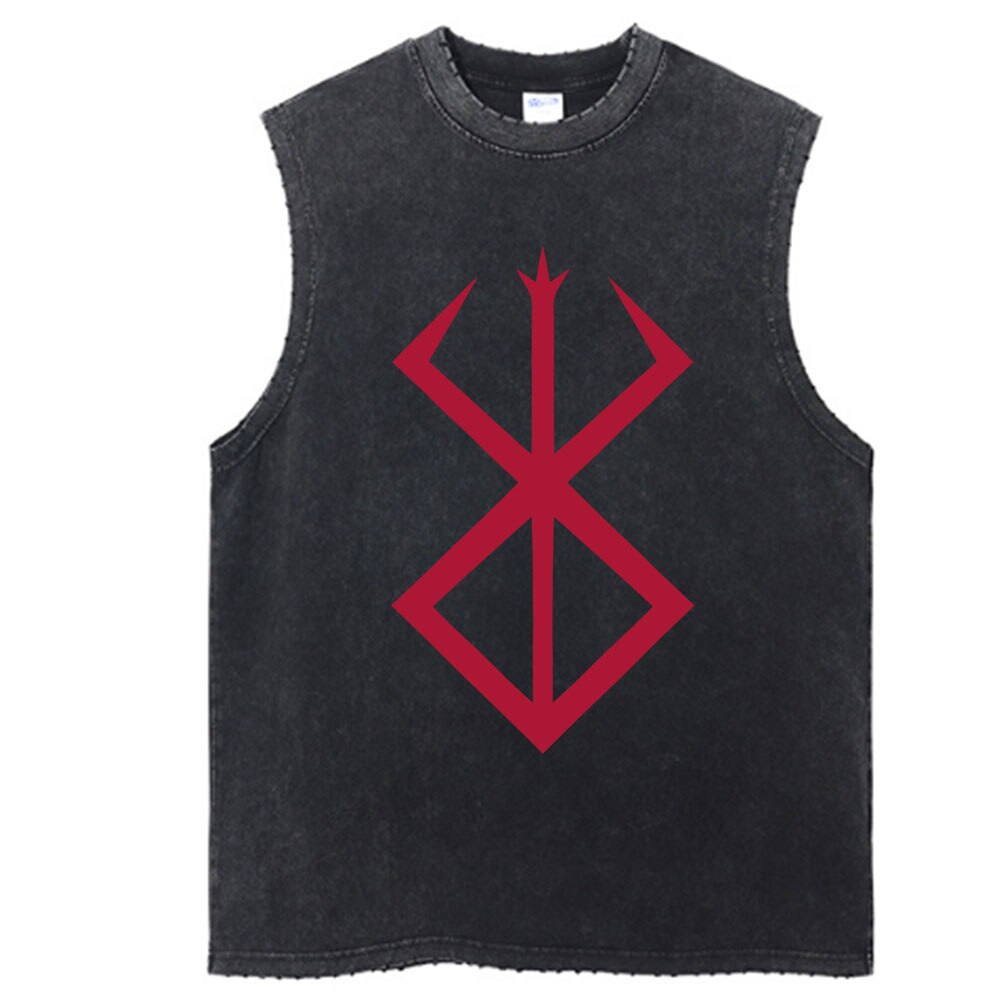 Anime - Streetwear - Berserk Anime Vintage / Acid Washed Guts Sleeves Tank Top - Alpha Weebs