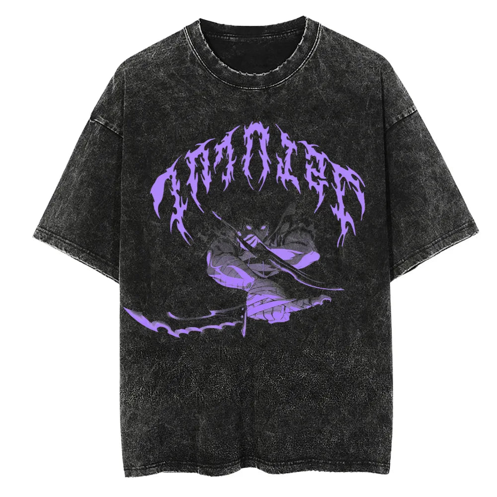 "SHADOW CONQUEROR" - Sung Jinwoo - Solo Leveling  Anime Vintage / Acid Wash T-Shirt