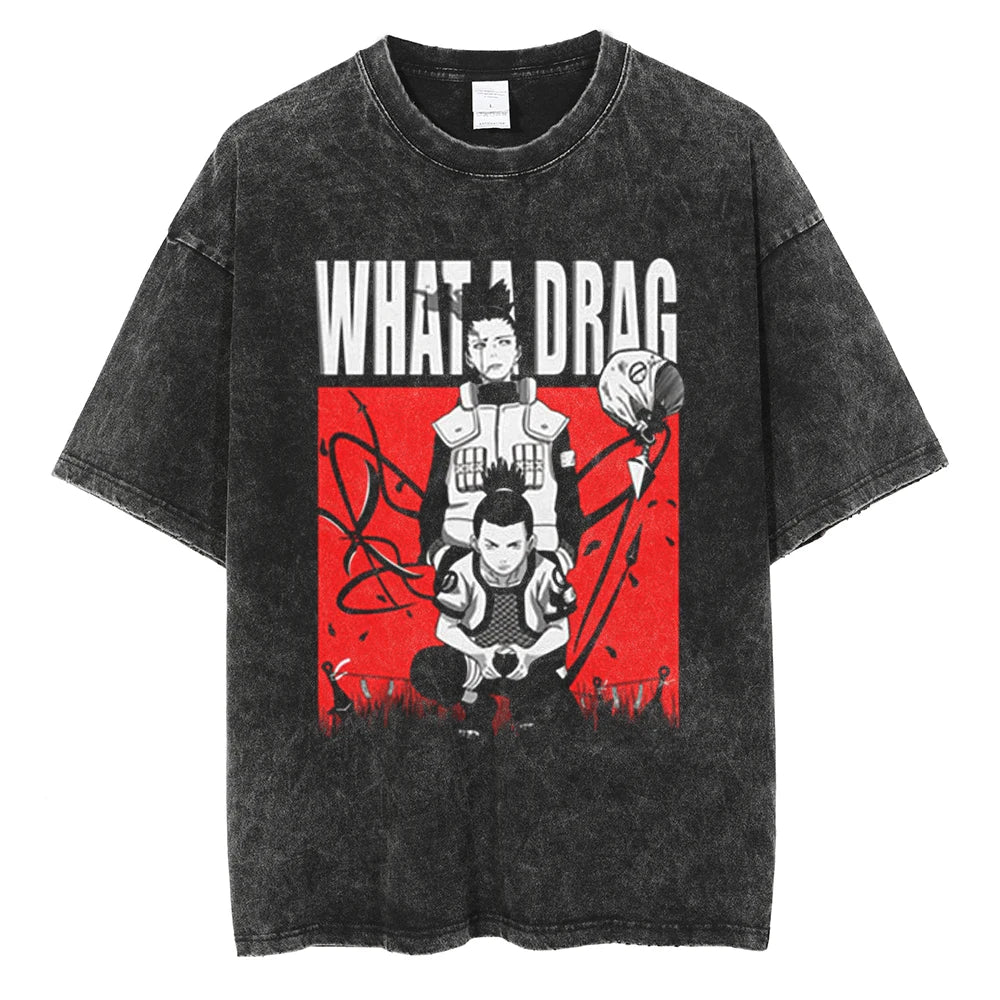 "SHADOW STRATEGIST" - Shikamaru - Shinobi Legend Anime Vintage / Acid Washed Oversized T-Shirt