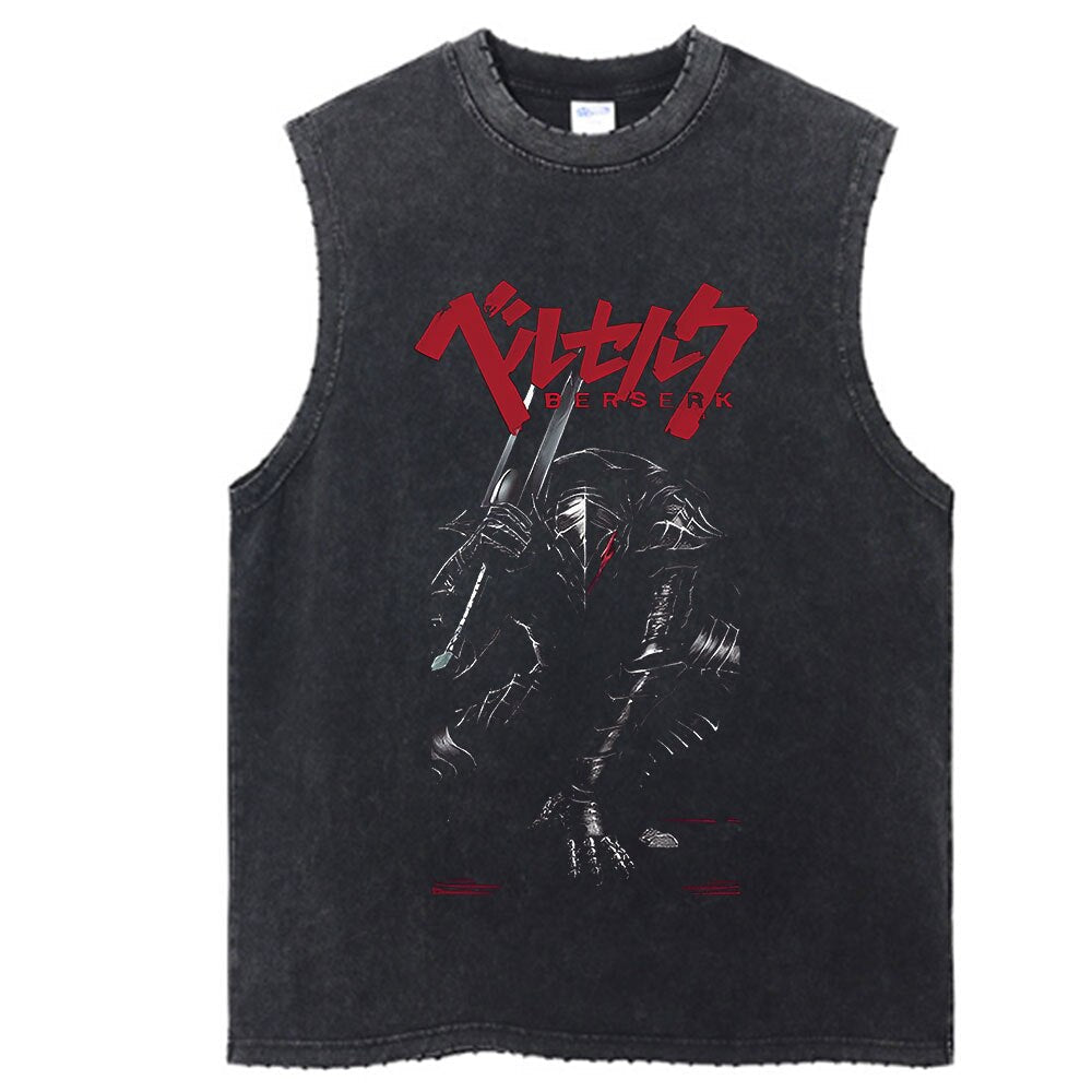Berserk Anime Vintage Washed Guts Sleeves Tank Top