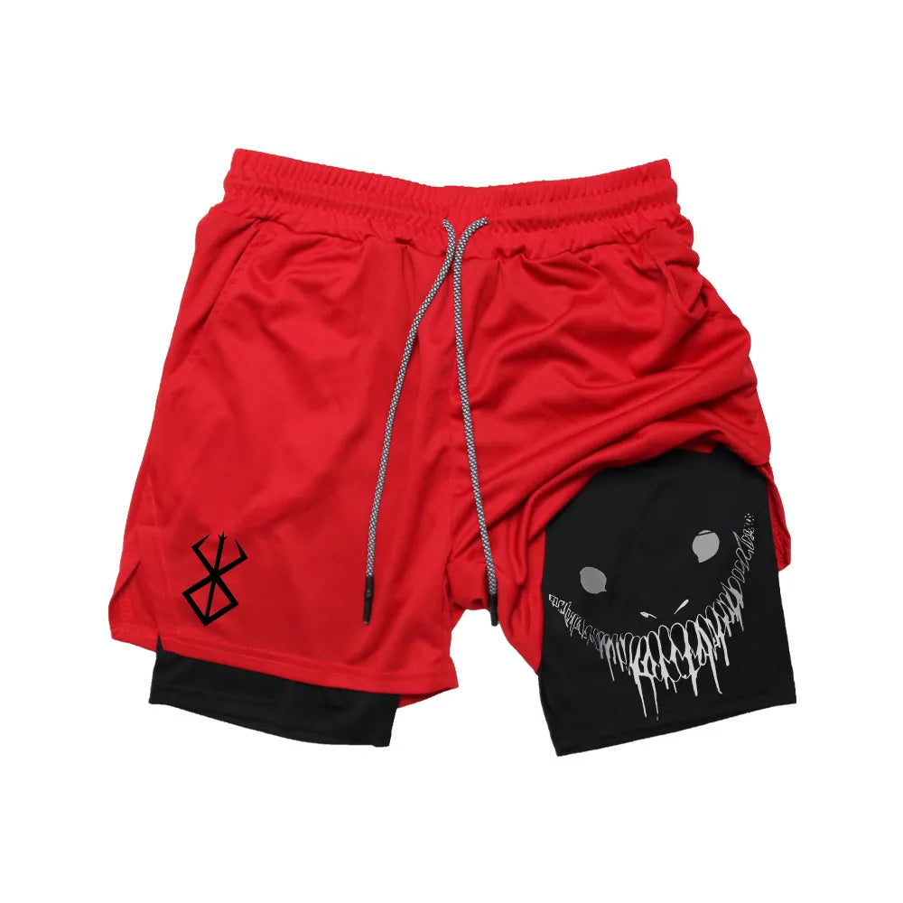 Anime - Streetwear - "GO BERSERK" -Berserk Guts Anime Gym Shorts - Alpha Weebs