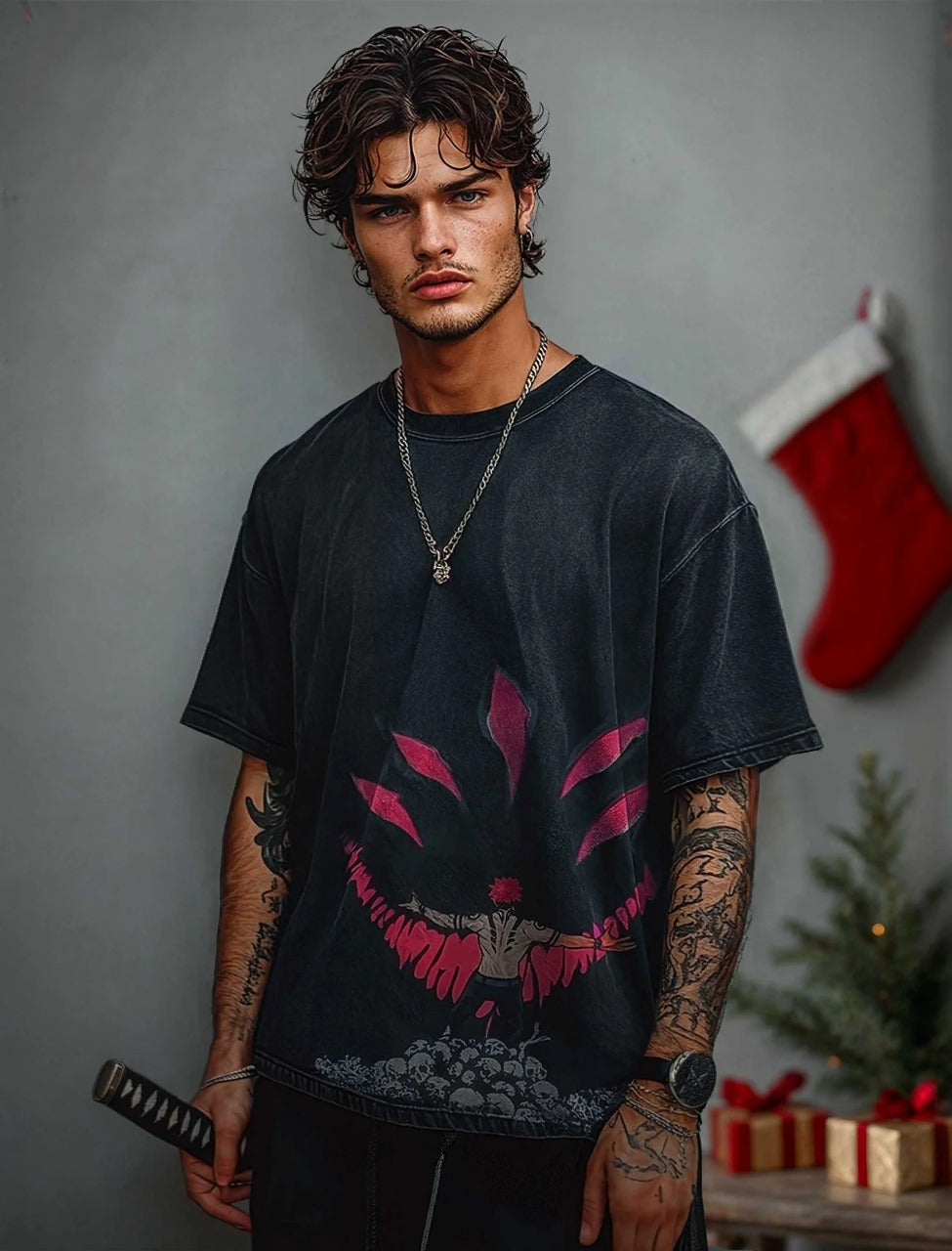 Anime - Streetwear - "RYOMAN SUKUNA" - Jujutsu Kaisen Anime Oversized Vintage / Acid Washed T-Shirts - Alpha Weebs