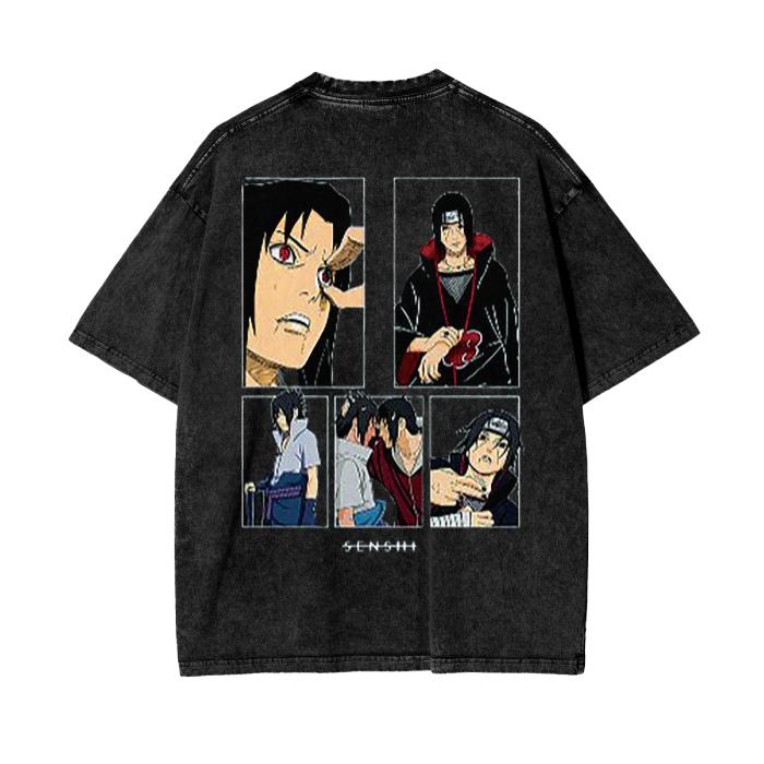 "OCULTO LEAL" - Uchiha -  Shinobi Legend Anime Vintage / Acid Washed Oversized T-Shirts