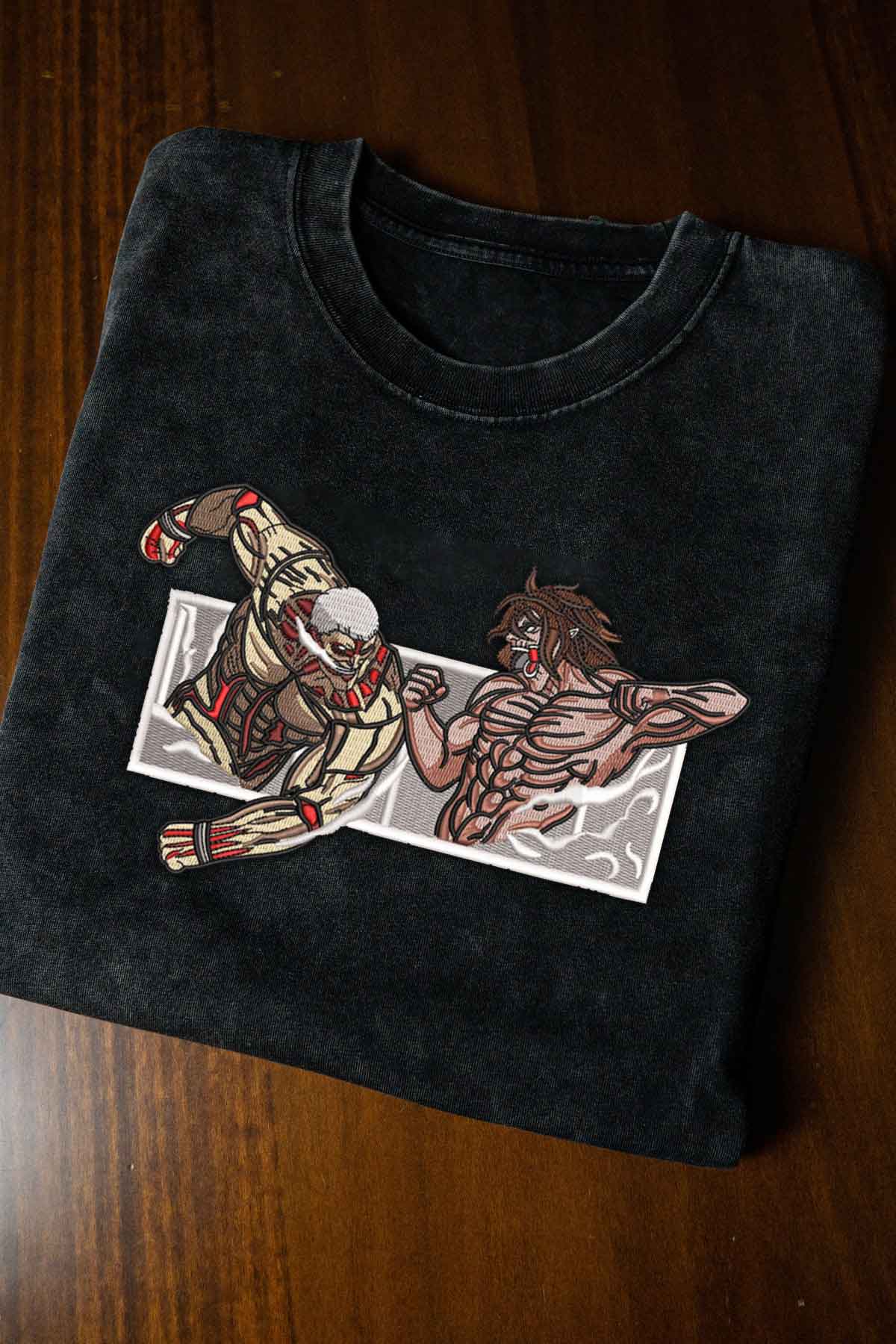 Anime - Streetwear - "TITAN CLASH" - Eren Yeager - Attack on Titan Anime Vintage / Acid Washed T-Shirt - Alpha Weebs