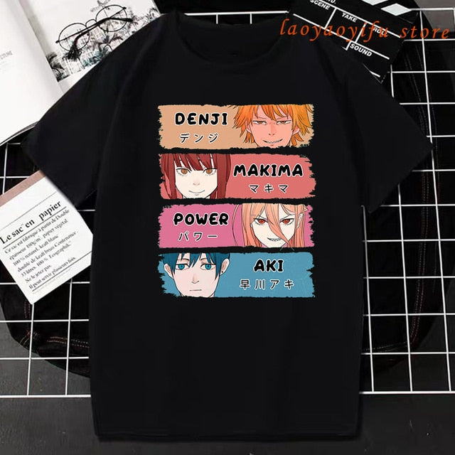 Anime - Streetwear - "DEVIL HUNTERS" - Chainsaw Man Anime Oversized T-Shirts | 2 Colors - Alpha Weebs
