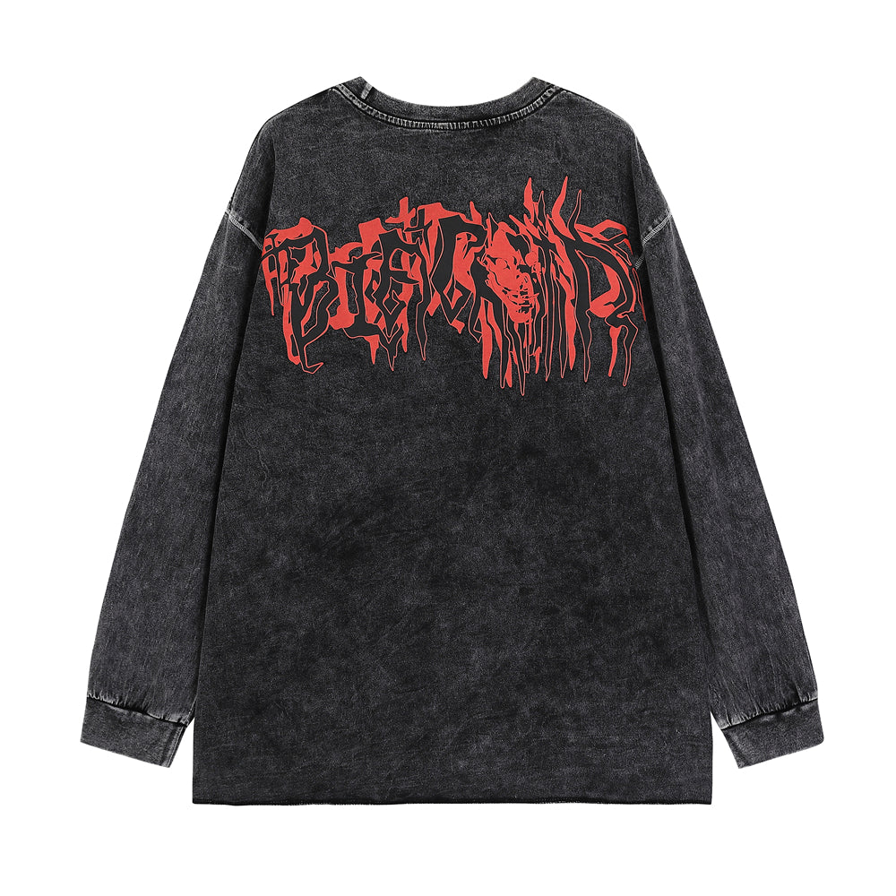 Anime - Streetwear - "FLYING RYUK" - Death Note Vintage / Acid Washed Anime Oversized Sweatshirt - Alpha Weebs