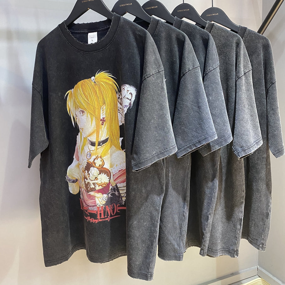 Anime - Streetwear - "MRS.KIRA" - Vintage / Acid Washed MISA Death Note Oversized Streetwear T-shirt - Alpha Weebs