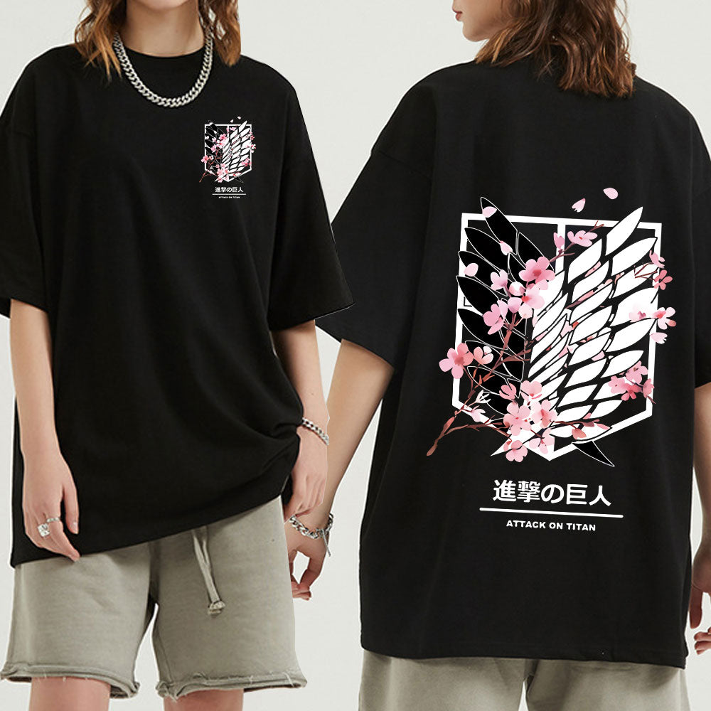 Anime - Streetwear - "Mikasa-Eren" AOT- Anime Oversized T-Shirt | 3 Colors - Alpha Weebs