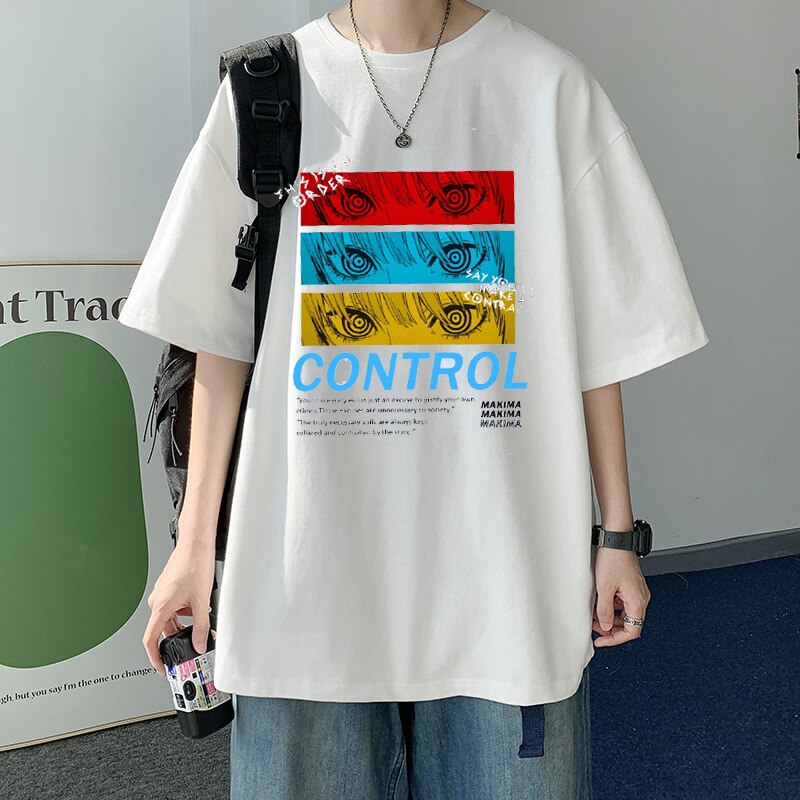 Anime - Streetwear - "CONTROL" - Chainsaw Man Anime Makima Oversized T-shirt | 4 Colors - Alpha Weebs