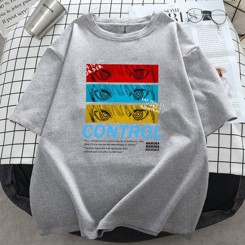 Anime - Streetwear - "CONTROL" - Chainsaw Man Anime Makima Oversized T-shirt | 4 Colors - Alpha Weebs