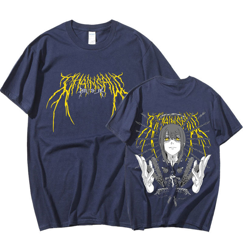 Anime - Streetwear - "COMMAND" - Makima + Denji Chainsaw Man Anime Oversized T-Shirts | 3 colors - Alpha Weebs