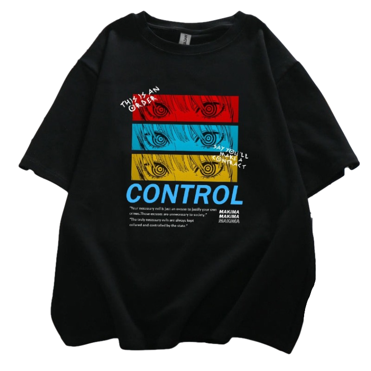 Anime - Streetwear - "CONTROL" - Chainsaw Man Anime Makima Oversized T-shirt | 4 Colors - Alpha Weebs