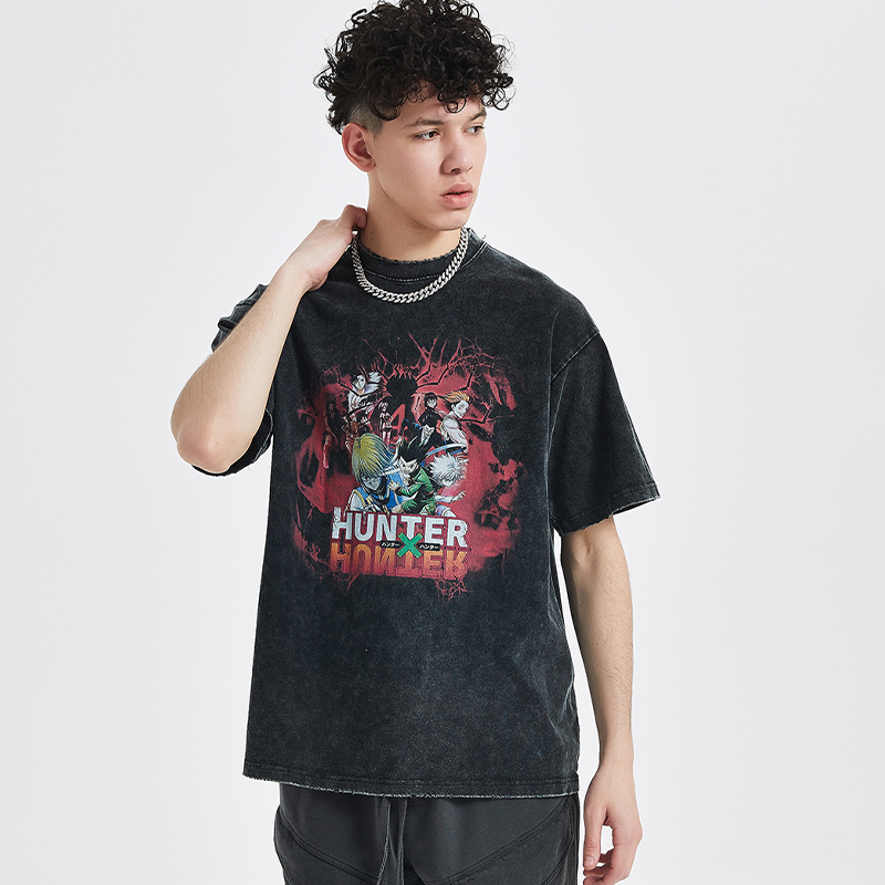 Anime - Streetwear - "MAINS" - Hunter x Hunter Oversized Anime Vintage / Acid Washed T-Shirt - Alpha Weebs