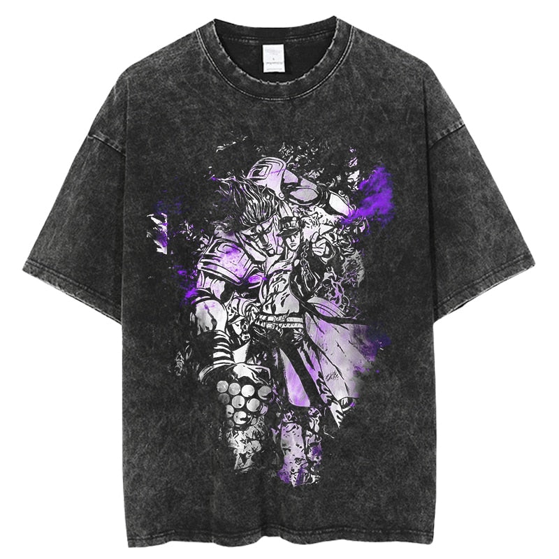 Anime - Streetwear - "GOD LIKE" - JoJo's Bizarre Adventure Vintage / Acid Washed Anime T-Shirt - Alpha Weebs