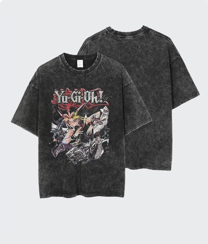 Anime - Streetwear - "MASTER" - Yu-Gi-Oh Anime Yugi Mutou Retro Vintage / Acid Washed Oversized T-Shirt - Alpha Weebs