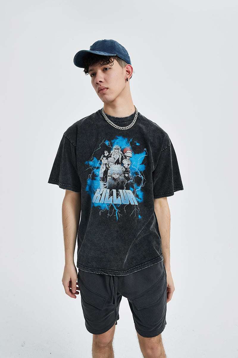 Anime - Streetwear - "ZOLDYCKS" - Hunter x Hunter Oversized Anime Vintage / Acid Washed T-Shirt - Alpha Weebs