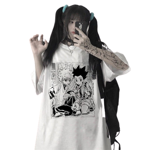 "KILL GON" - Hunter X Hunter Killua Zoldyck - Gon Freecss Anime Oversized T-shirt | 2 Colors - Alpha Weebs