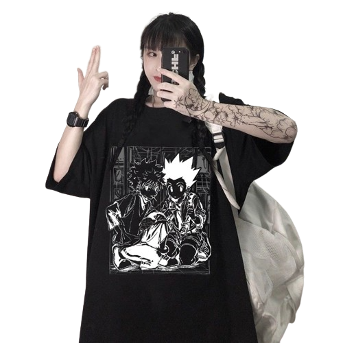 "KILL GON" - Hunter X Hunter Killua Zoldyck - Gon Freecss Anime Oversized T-shirt | 2 Colors - Alpha Weebs