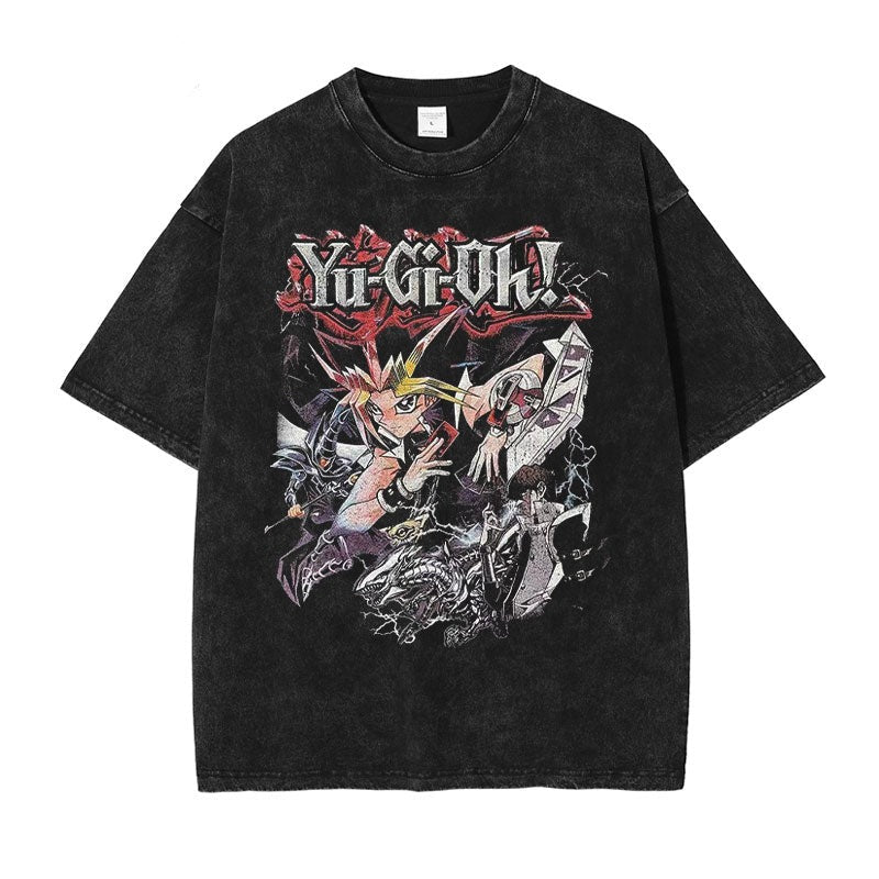 Anime - Streetwear - "MASTER" - Yu-Gi-Oh Anime Yugi Mutou Retro Vintage / Acid Washed Oversized T-Shirt - Alpha Weebs