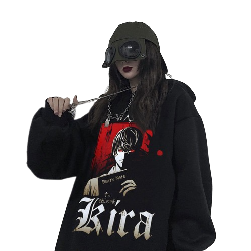 Anime - Streetwear - "DARK" - Light Yagami - Death Note Anime Oversized Hoodies - Alpha Weebs