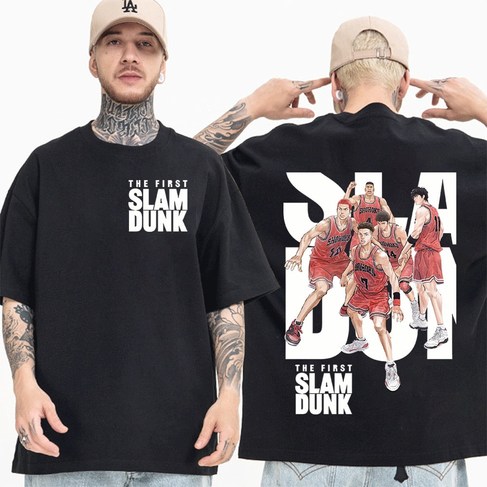 Anime - Streetwear - "SHOHOKU TEAM" - Slam Dunk Anime Oversized T-Shirts | 3 Colors - Alpha Weebs