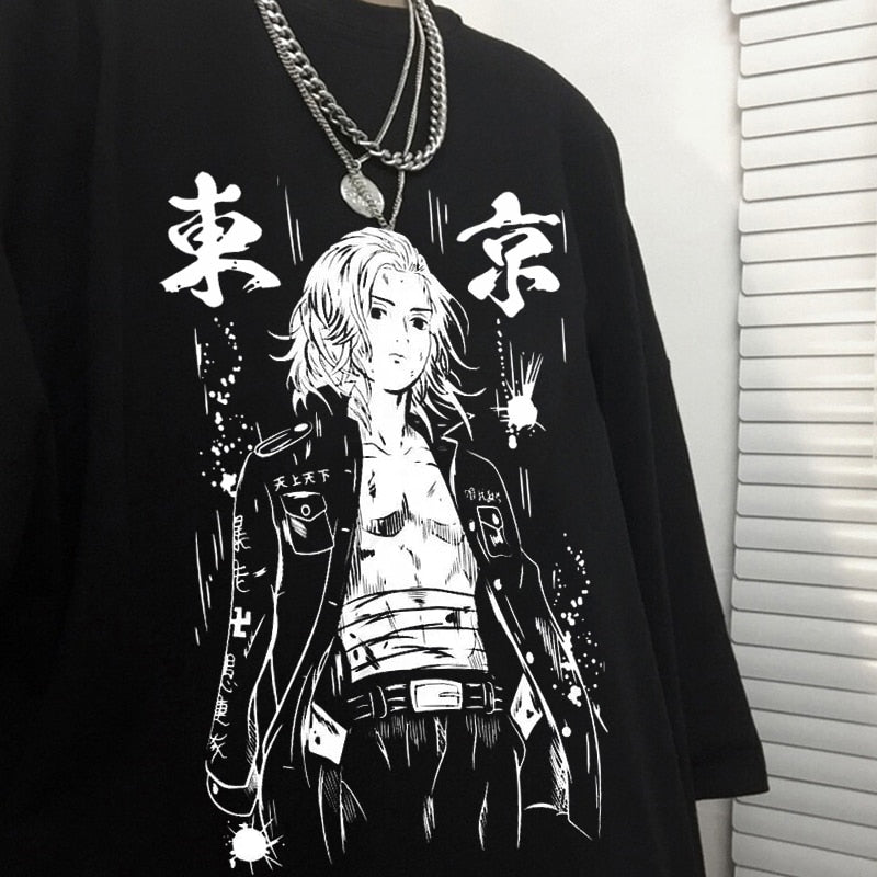 Anime - Streetwear - "LEADER" - Sano Manjirou - Tokyo Revengers Anime Oversized T-Shirt | 2 Colors - Alpha Weebs