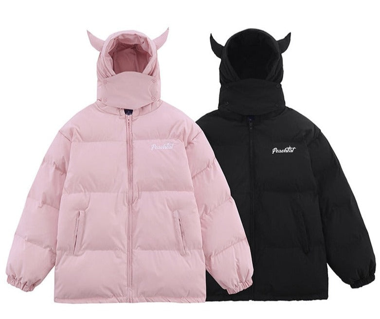 Anime - Streetwear - "SUCCUBA" - Anime Oversized Puffer Jackets | 2 Colors - Alpha Weebs