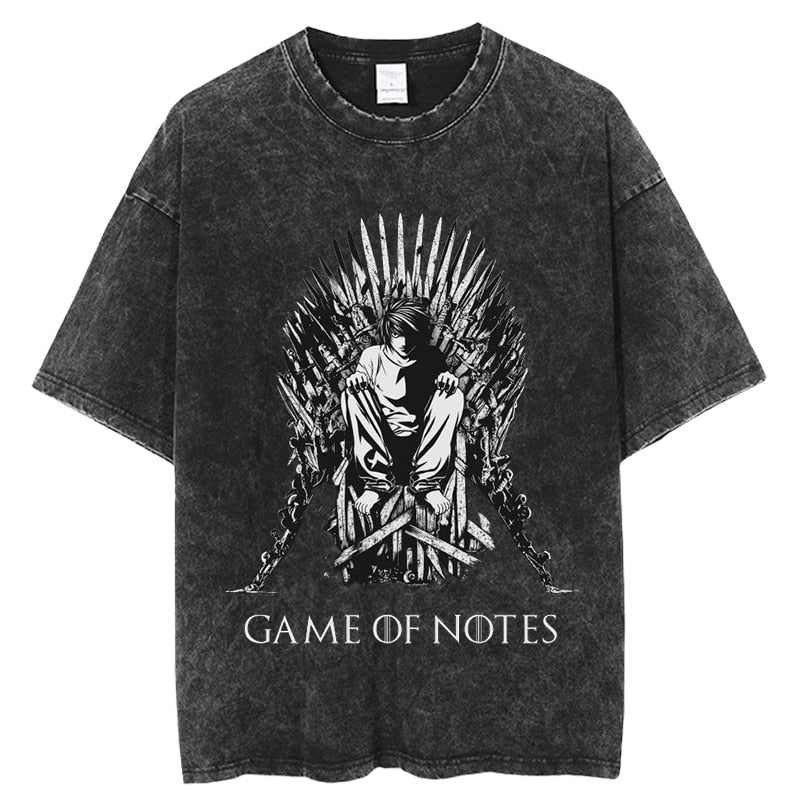 Anime - Streetwear - Death Note X GOT Anime Vintage / Acid Washed L Oversized T-Shirt - Alpha Weebs