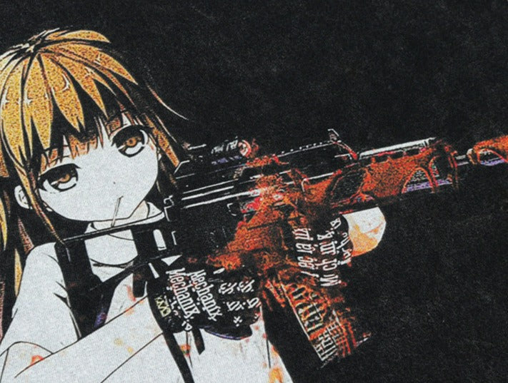 Anime - Streetwear - "SNIPER" - Anime Oversized Vintage / Acid Washed T-Shirts - Alpha Weebs