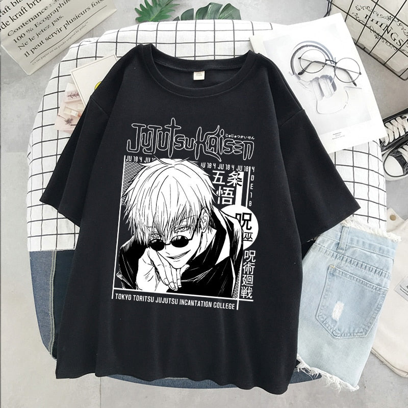 Anime - Streetwear - "DADDY SENSEI" - Gojo Jujutsu Kaisen Anime Oversized T-Shirts | 2 colors - Alpha Weebs