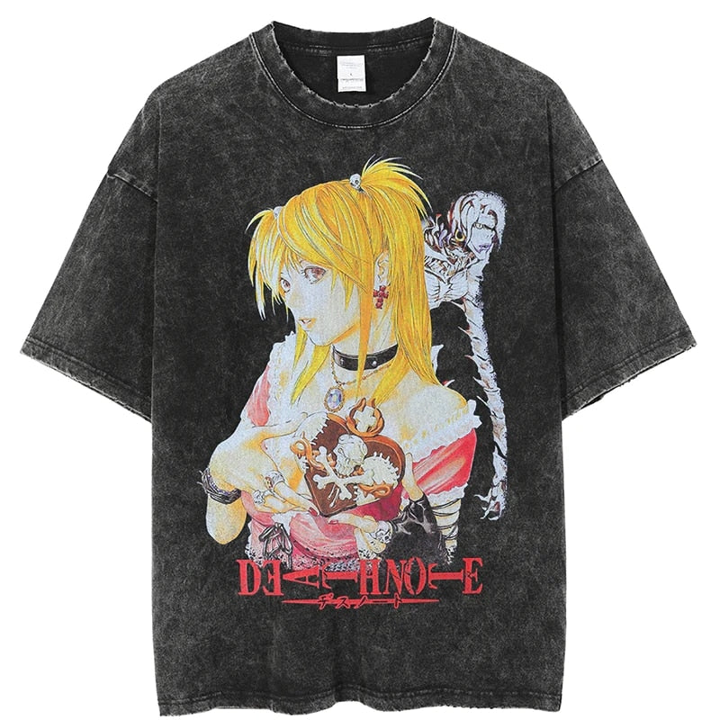 Anime - Streetwear - "MRS.KIRA" - Vintage / Acid Washed MISA Death Note Oversized Streetwear T-shirt - Alpha Weebs