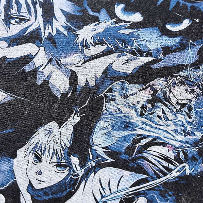 Anime - Streetwear - "SASSIN" - Hunter x Hunter Killua Anime Vintage / Acid Washed Oversized Sweatshirt - Alpha Weebs