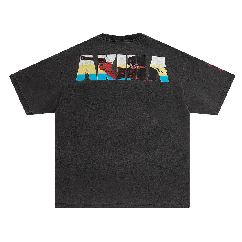 Anime - Streetwear - "APOCOLYPS" - Akira Anime Oversized Vintage / Acid Washed Kei T-Shirt - Alpha Weebs