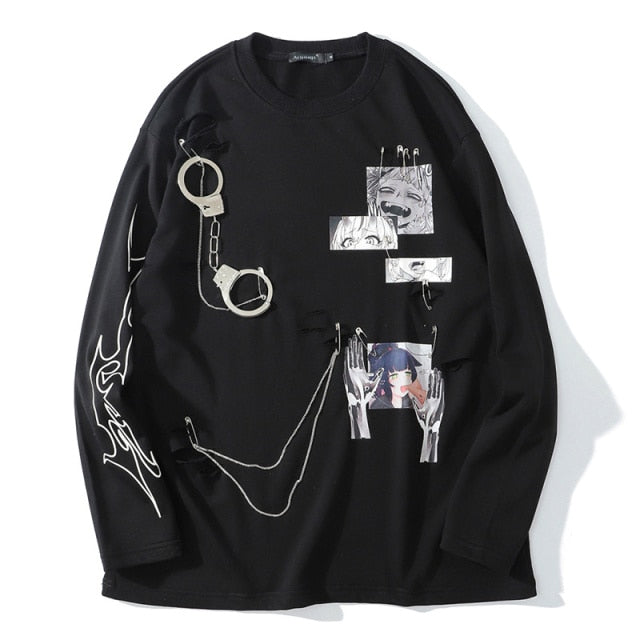 Anime - Streetwear - "HENTAI STREET" - Anime Oversized Sweatshirt | 2 Colors - Alpha Weebs