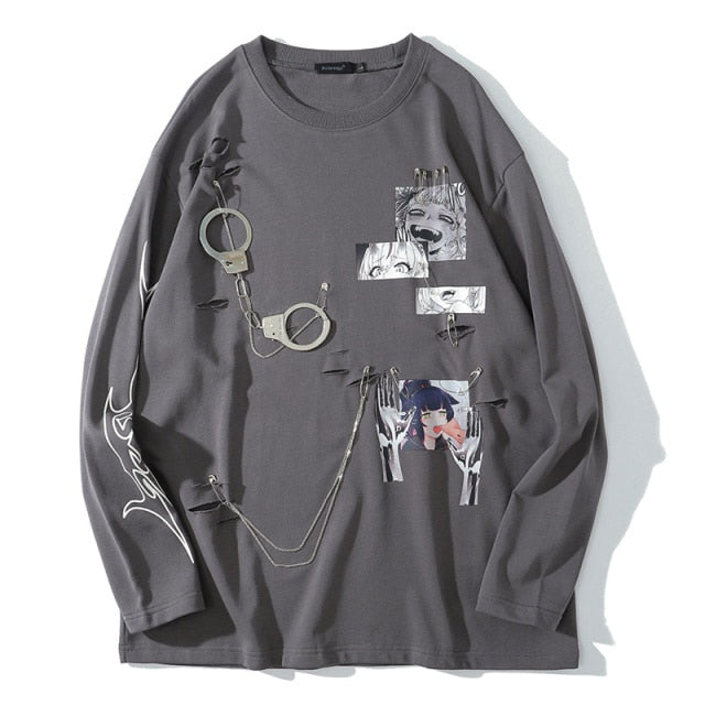 Anime - Streetwear - "HENTAI STREET" - Anime Oversized Sweatshirt | 2 Colors - Alpha Weebs