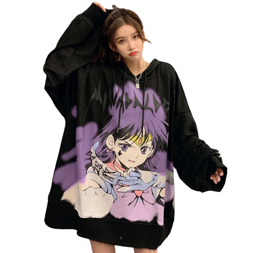 "GOTH" - Sailor Moon Saturn Anime Oversized Sweatshirts | 2 Colors