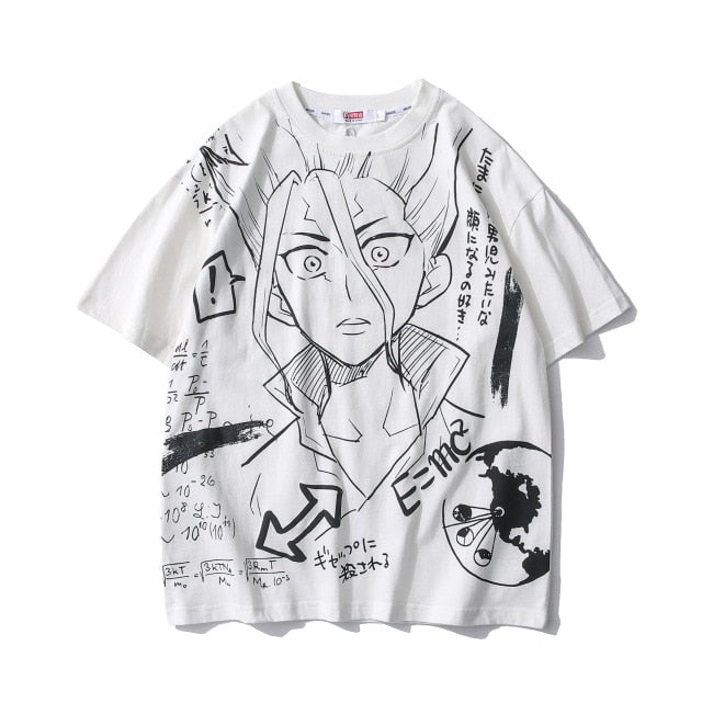 Anime - Streetwear - "E=MC²" - Dr. Stone Anime Oversized T-Shirt - Alpha Weebs