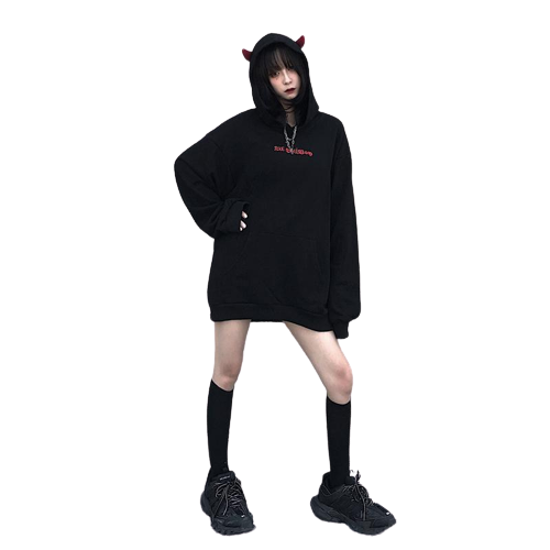 Anime - Streetwear - "AKUMA CHAN" - Secret Devil-Chan Anime Oversized Hoodie - Alpha Weebs