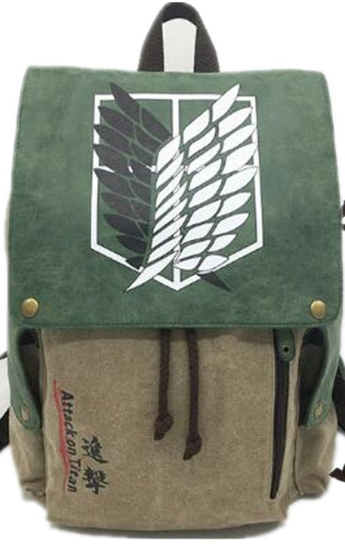 Anime - Streetwear - "FLYING WINGS" - Attack On Titan Scouts Anime Canvas Backpack - Alpha Weebs