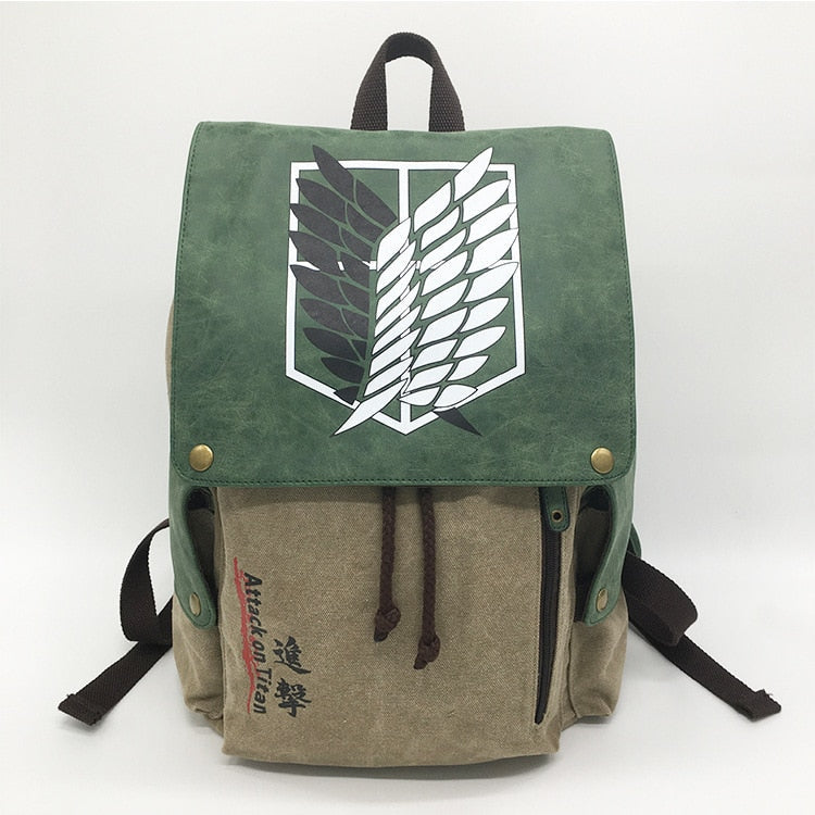 Anime - Streetwear - "FLYING WINGS" - Attack On Titan Scouts Anime Canvas Backpack - Alpha Weebs