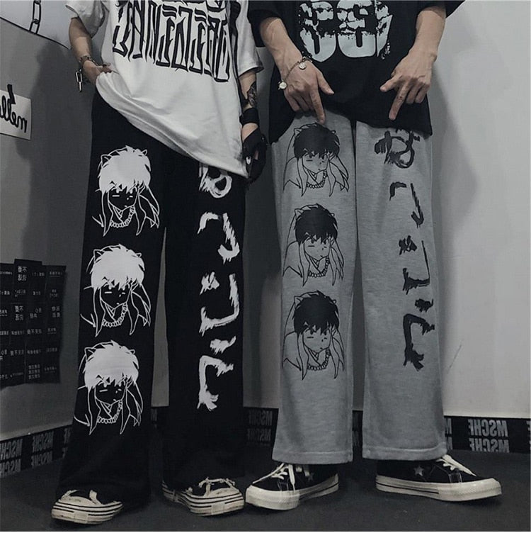 Anime - Streetwear - "MONOTONE" - Inuyasha Anime Pants | 2 Colors - Alpha Weebs