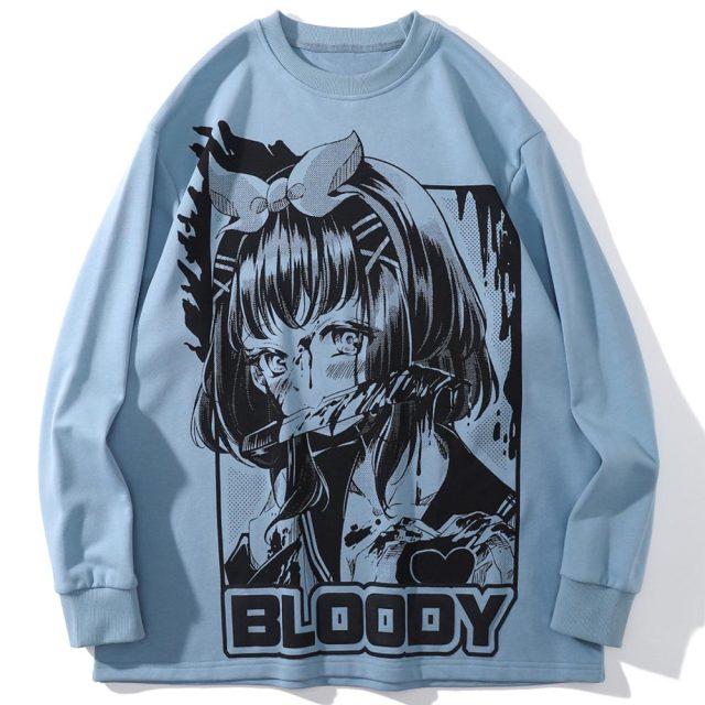 Anime - Streetwear - "YANDERE LOVE" - Bentai Anime Oversized Sweatshirts | 2 Colors - Alpha Weebs
