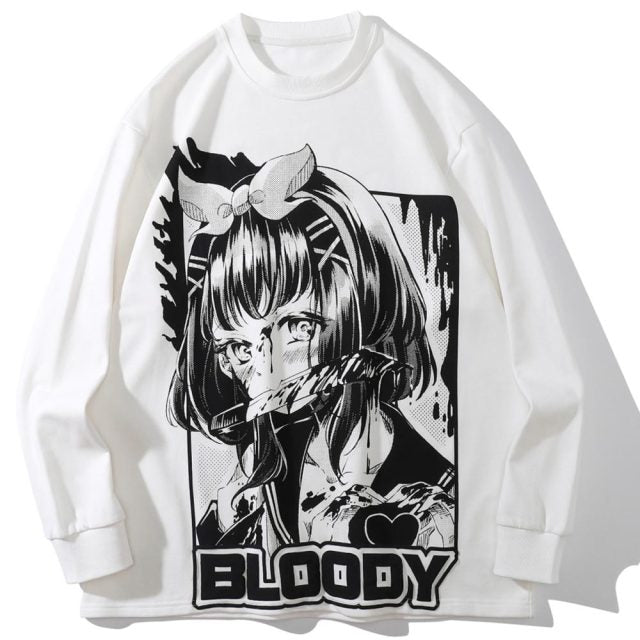 Anime - Streetwear - "YANDERE LOVE" - Bentai Anime Oversized Sweatshirts | 2 Colors - Alpha Weebs
