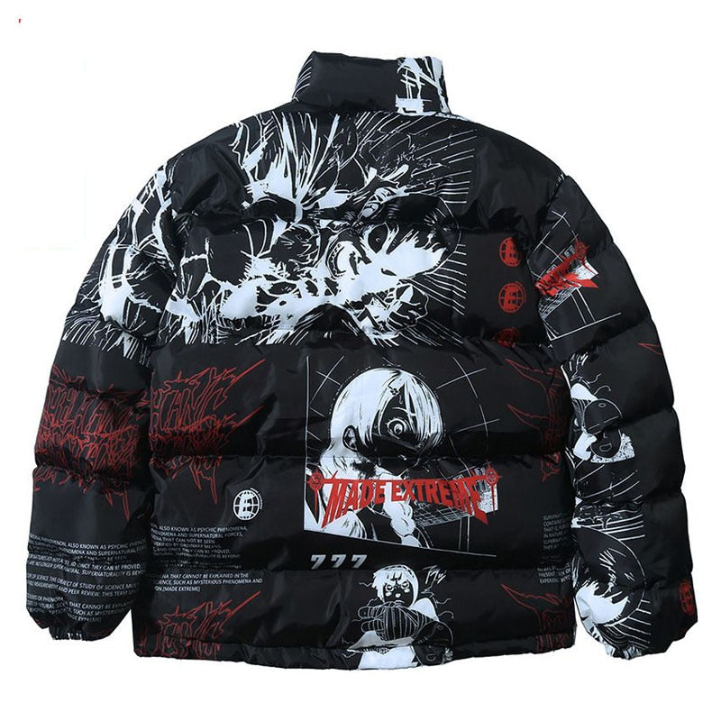 Anime - Streetwear - "NECROM" - Anime Puffer Jacket - Alpha Weebs